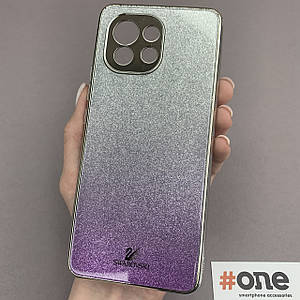 Чохол для Xiaomi Mi 11 скляний чохол з блискітками на телефон сяомі мі 11 фіолетовий q9u