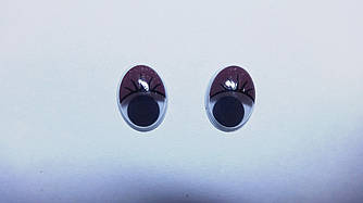 Очі з віями, овальні (12х16) мм коричневі