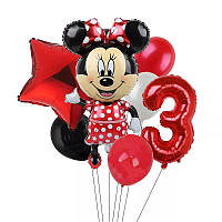 Фонтан из шаров Минни Маус с красной цифрой