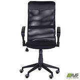 Крісло офісне Ultra сидіння А-1/Сітка чорна спинка, вставка Скад чорний, ТМ Амф, фото 4