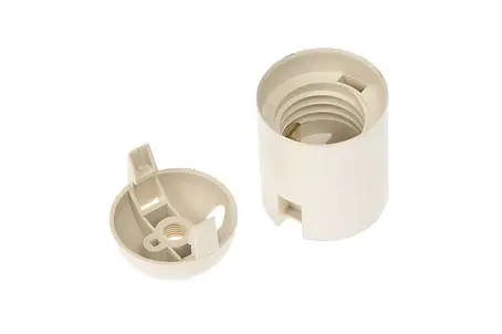 Патрон пластиковий під цоколь Е27 гладкий з капелюхом Білий, фото 1