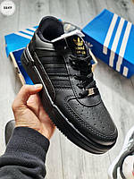 Черные мужские кроссовки Adidas, демисезонные мужские кроссовки Адидас, черные мужские кроссовки кожа
