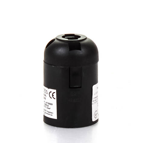 Патрон пластиковий під цоколь Е27 гладкий Чорний, фото 1