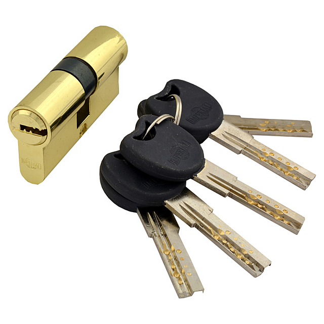 Серцевина для замка врізного Imperial ZC60 (30/30PB) золото 5кл. лазерних/ключ цинк, фото 1