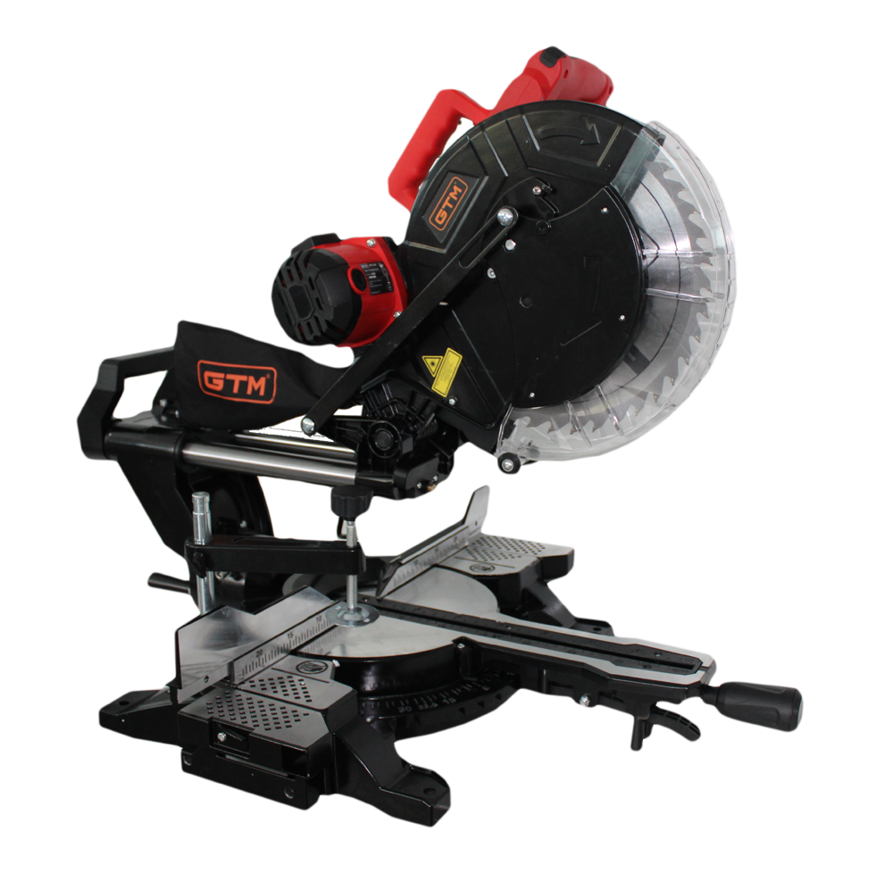 Пила торцювальна GTM HM1245 1800Вт, 305*30мм, 3800об/хв, з протяжним механізмом і лазером