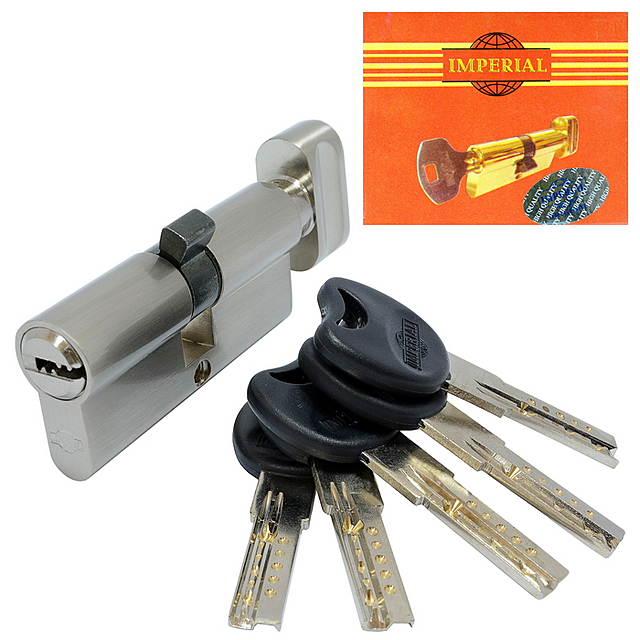 Серцевина для замка врізного Imperial ZCK90 (45/45) нікель 5кл. лазерних/поворот, фото 1