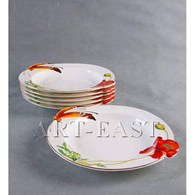 ALF 55-006 Набір з 6-ти тарілок ''Маки'' 25,5*23,3*3,5см