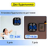 Настінний цифровий годинник Mids з великими цифрами, термометр, гігрометр, календар., фото 5