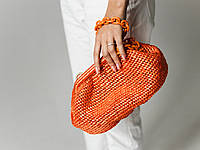 Сумка - клатч женский вязаный из рафии handmade Оранжевый