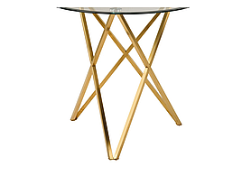 Стіл T-313 круглий скляний прозорий/золото Vetro Mebel