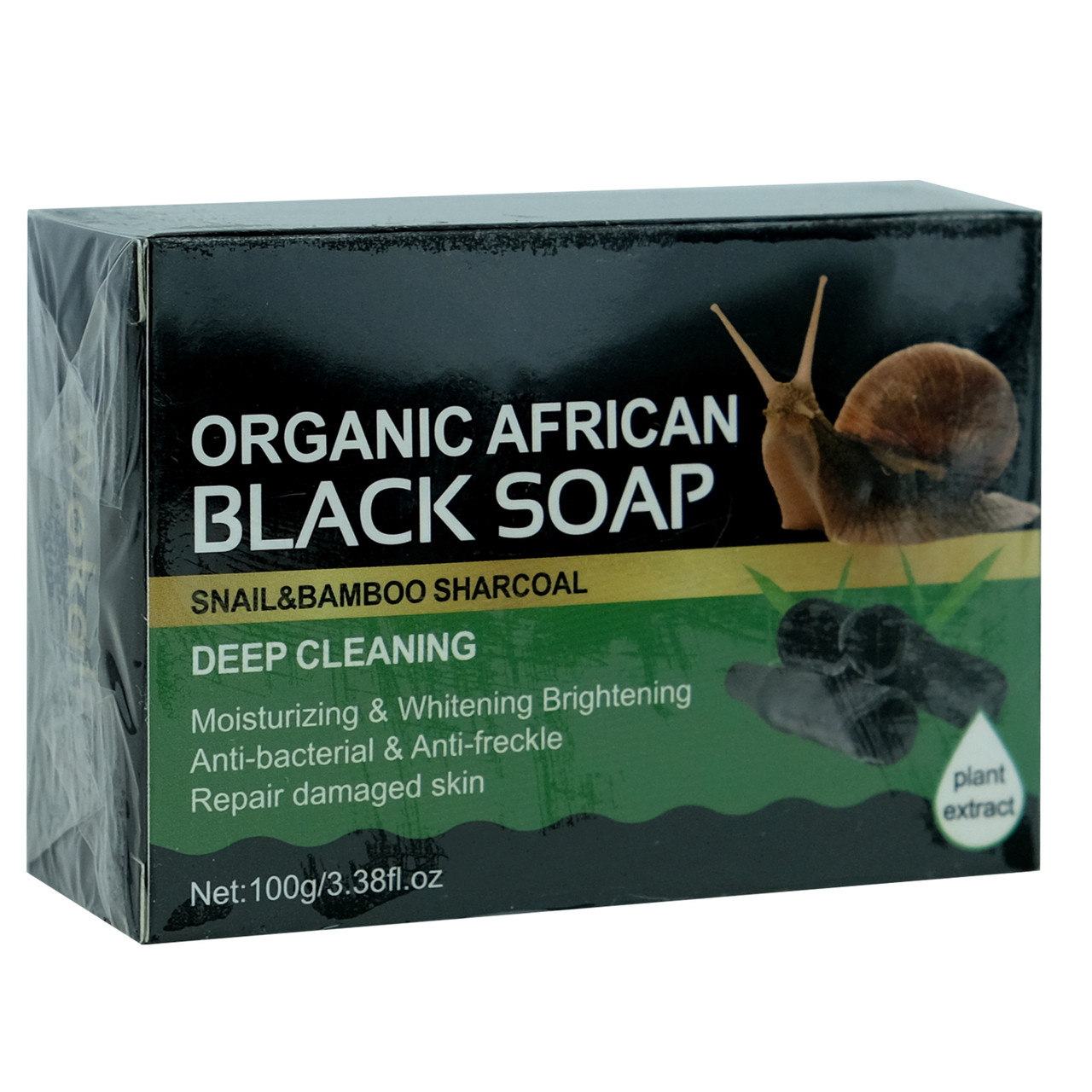 Мыло ручной работы Wokali Organic African Black Soap с муцином улитки и бамбуковым углем 100 г - фото 6 - id-p1795835349