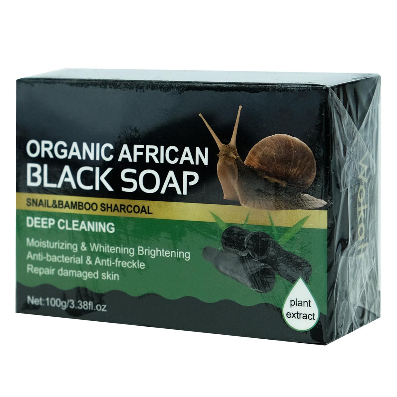 Мыло ручной работы Wokali Organic African Black Soap с муцином улитки и бамбуковым углем 100 г - фото 7 - id-p1795835349