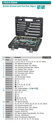Whirlpower Набір інструментів 84од. 1/2-1/4" 10-32мм+ ключі та біти, фото 3
