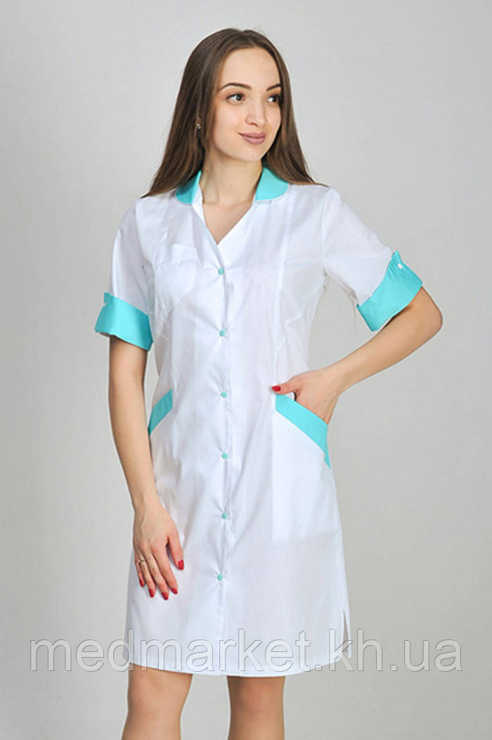 Халат медичний Магнолія ELIT COTTON Білий з ментолом