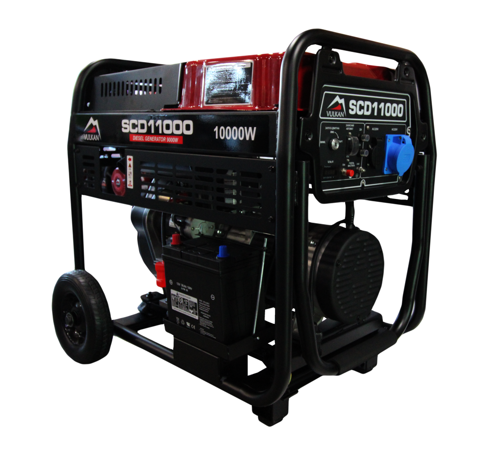 Генераторна установка VULKAN SCD11000 дизель 1ф 9 кВт ел. старт, 18 л, колеса