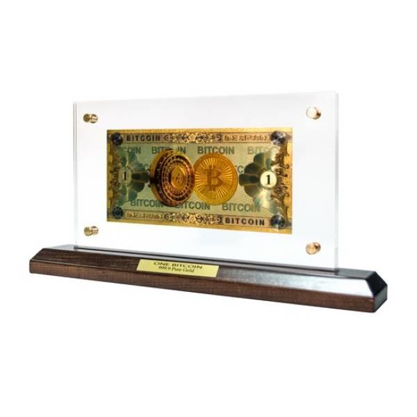 Банкнота на підставці ONE BITKOIN, фото 1
