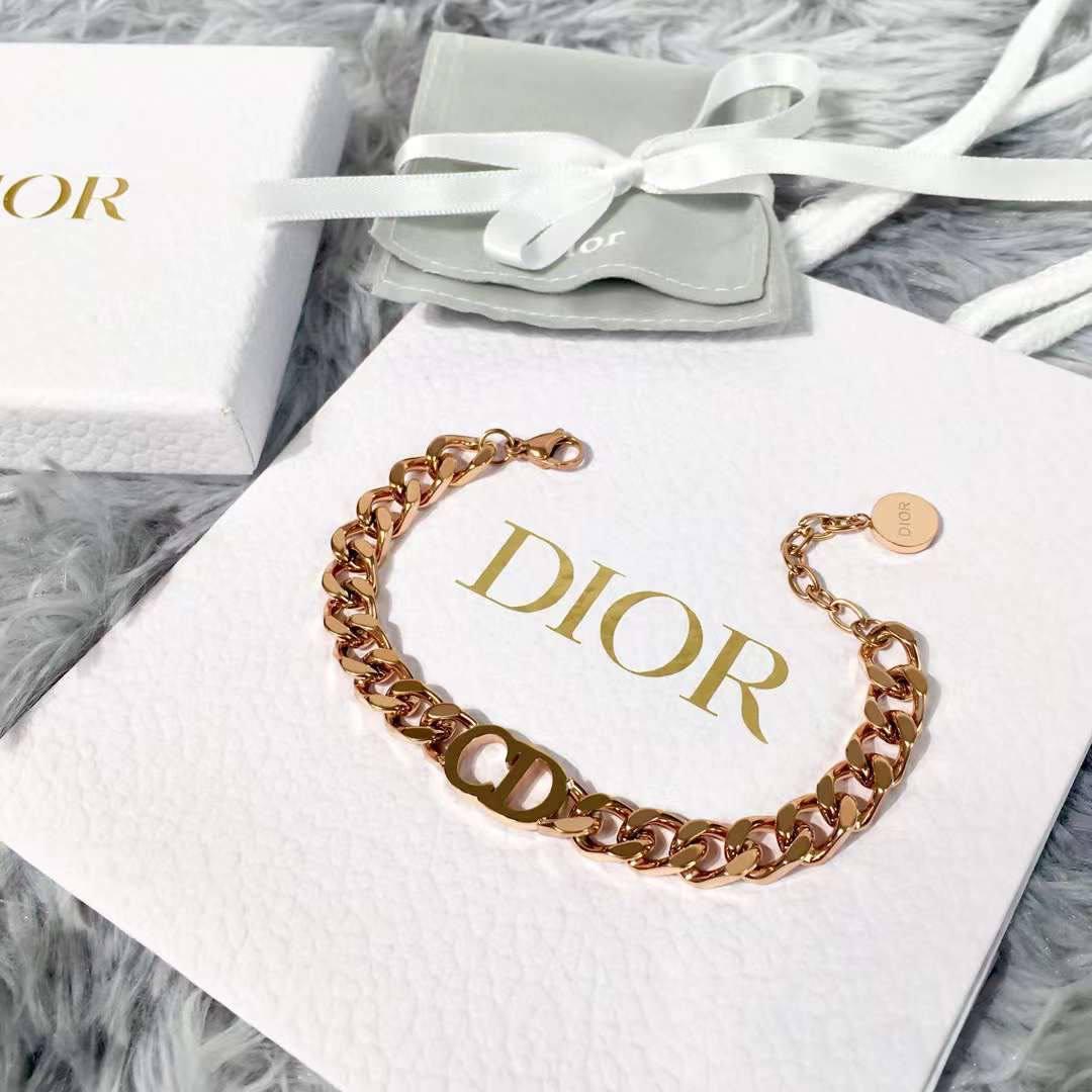 Діор браслет ланцюг, рожеве золото / Брендовий браслет Діор/Dior, позолота