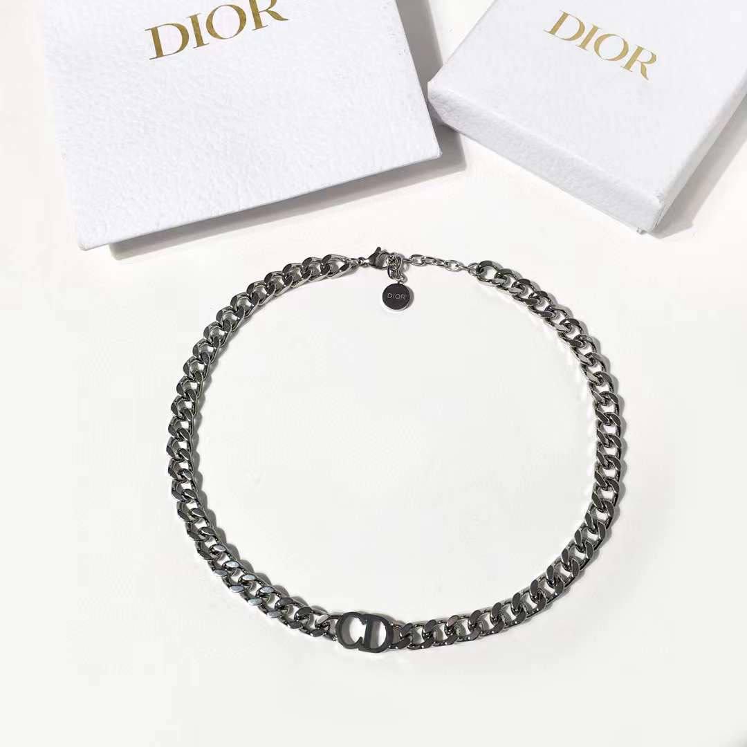 Чокер ланцюжок Діор покриття срібло 925 / Брендова підвіска Діор/Dior посріблення, фото 1