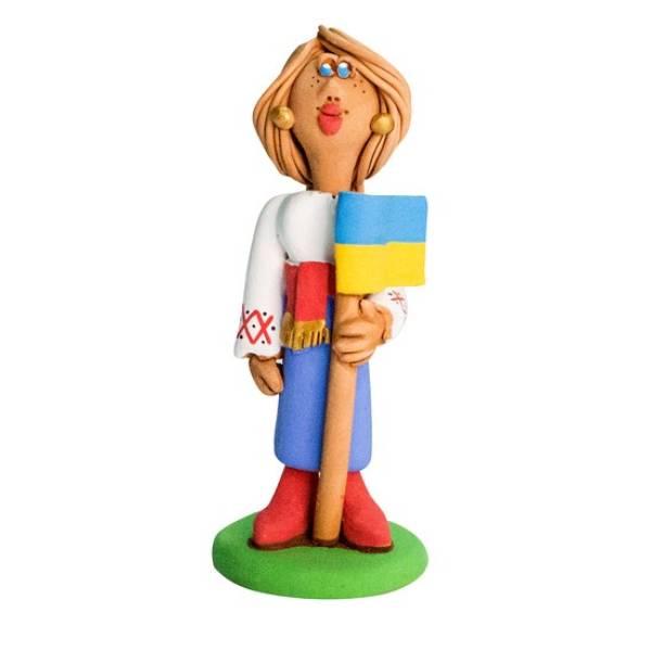 Статуетка Козачка з укр. прапором