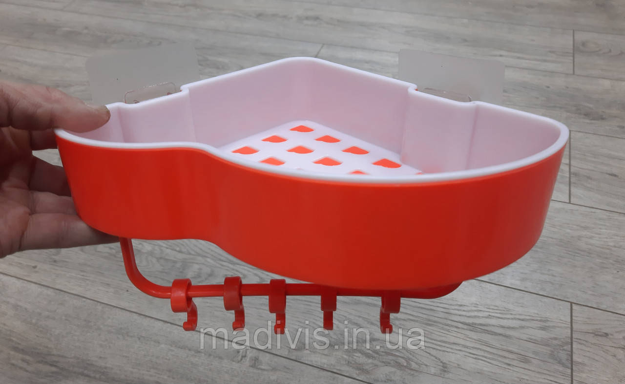 Багатоцільова самоклеюча пластикова кутова настінна полиця, фото 1