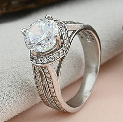 Срібна Каблучка Барселона вставка білі фіаніти розмір 16