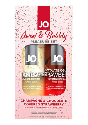 Набір лубрикантів System JO Sweet&Bubbly — Shampagne & Chocolete Covered Strawberry 2x60 мл, фото 1