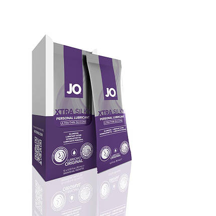 Набір лубрикантів Foil Display Box — JO Xtra Silky Silicone, 12 x 10 мл, фото 1