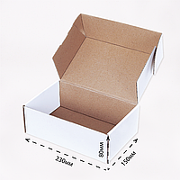 Коробка самосборная картонная, 230х150х80 мм белая для отправки товаров почтой