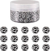 Craftdady 80 дерев'яних круглих намистин чорно-білий принт для виготовлення прикрас браслетів, намист намист брелків