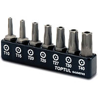 Набор бит 1/4 TORX TOPTUL T10 - T40 с отверстием (7 единиц) (шт.)