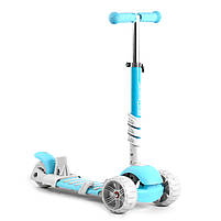Самокат 5в1 Best Scooter, голубий, із захисним бампером, PU колеса 120х50мм зі світлом, в кор. (B-3047), фото 4