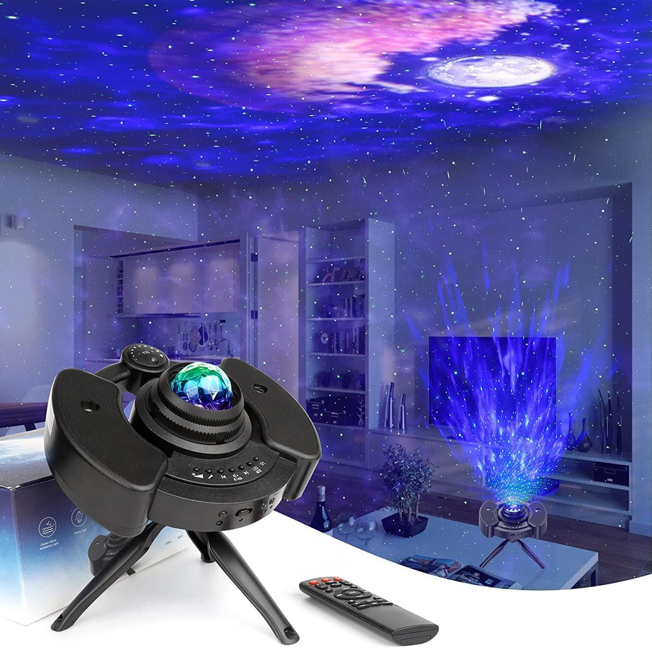 Проектор Jukkre Stary Sky з регульованим штативом, 4 в 1 нічнику, зоряне небо з місячним небом, хмара та океан, проектор планетарі