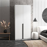 Шафа для одягу на 2 двері зі штангою та полицями, з чорними ручками M-27, фото 2