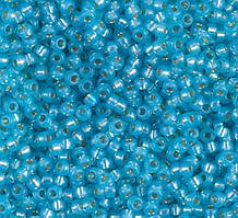 Бісер Miyuki Round Rocailles 11/0.Inside Silver Lined Dyed Aqua Blue (RR-647). Ціна за 5 грам