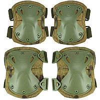 FG AOUTACC Tactical Combat Knee Elbow Protective Pads Set for Outdoor CS Paintball Game Безопасность на в