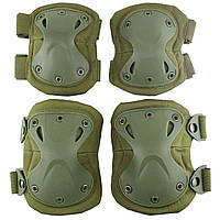 Green AOUTACC Tactical Combat Knee Elbow Protective Pads Set for Outdoor CS Paintball Game Безопасность н