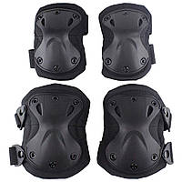 Black AOUTACC Tactical Combat Knee Elbow Protective Pads Set for Outdoor CS Paintball Game Безопасность н