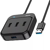USB-hub хаб 4-в-1 HOCO Easy 4-in-1 converter HB31 |USB to USB3.0 + USB2.0*3/0.2М| Черный