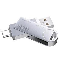 USB Флешка металлическая 2в1 32GB Type-C/USB 3.0 для телефона, компьютера XO DK03 Серый