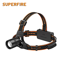 Фонарь налобный аккумуляторный, масштабируемый HL08 SuperFire 1600 Lumen IP32