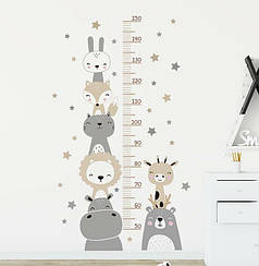 УЦІНКА! Наклейки для дитячої кімнати Зростомір 113 см*67 см "звірі в зірках" (лист 88 см*60 см)