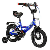 Детский двухколесный велосипед 12 дюймов с боковыми колесами и двойным тормозом CORSO CL-12D