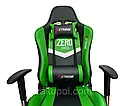 Геймерське крісло Extreme Zero чорно-зелене спортивне з підставкою для ніг, фото 4