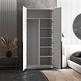 Шафа для одягу на 2 двері зі штангою та полицями, з чорними ручками M-27, фото 6