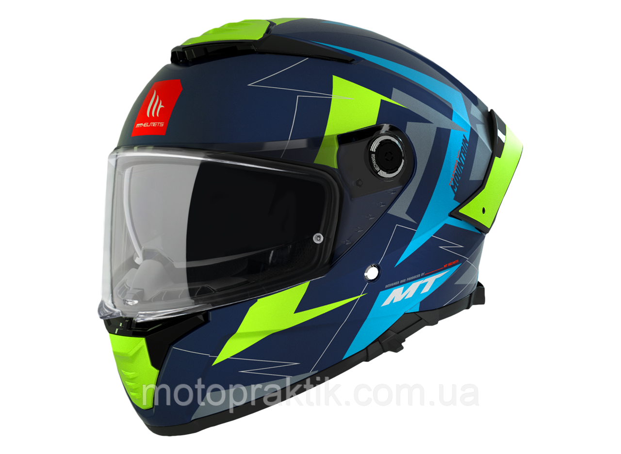 MT Thunder 4 SV Mountain C7 Matt Blue Yellow, XS Мотошолом інтеграл з окулярами