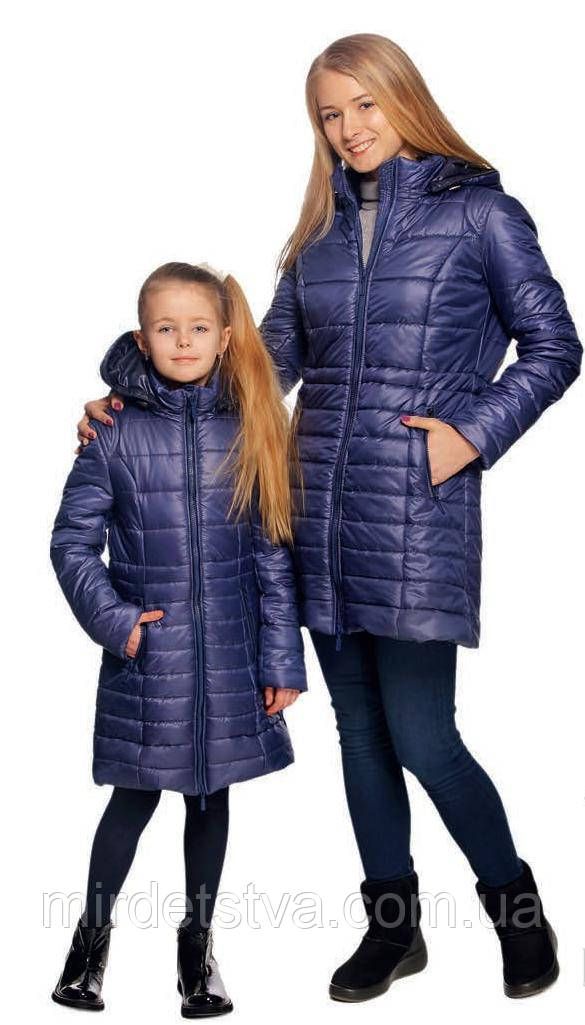 Дитяча підліткова куртка демісезонна пальто для дівчинки Alfonso синя розмір 158