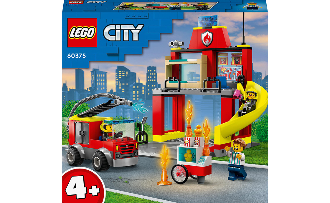 LEGO City Пожежне депо та пожежна машина 153 деталі (60375), фото 1