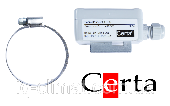 TeS-W12-Pt1000 Датчик температури накладний Certa (Церта), РТ1000