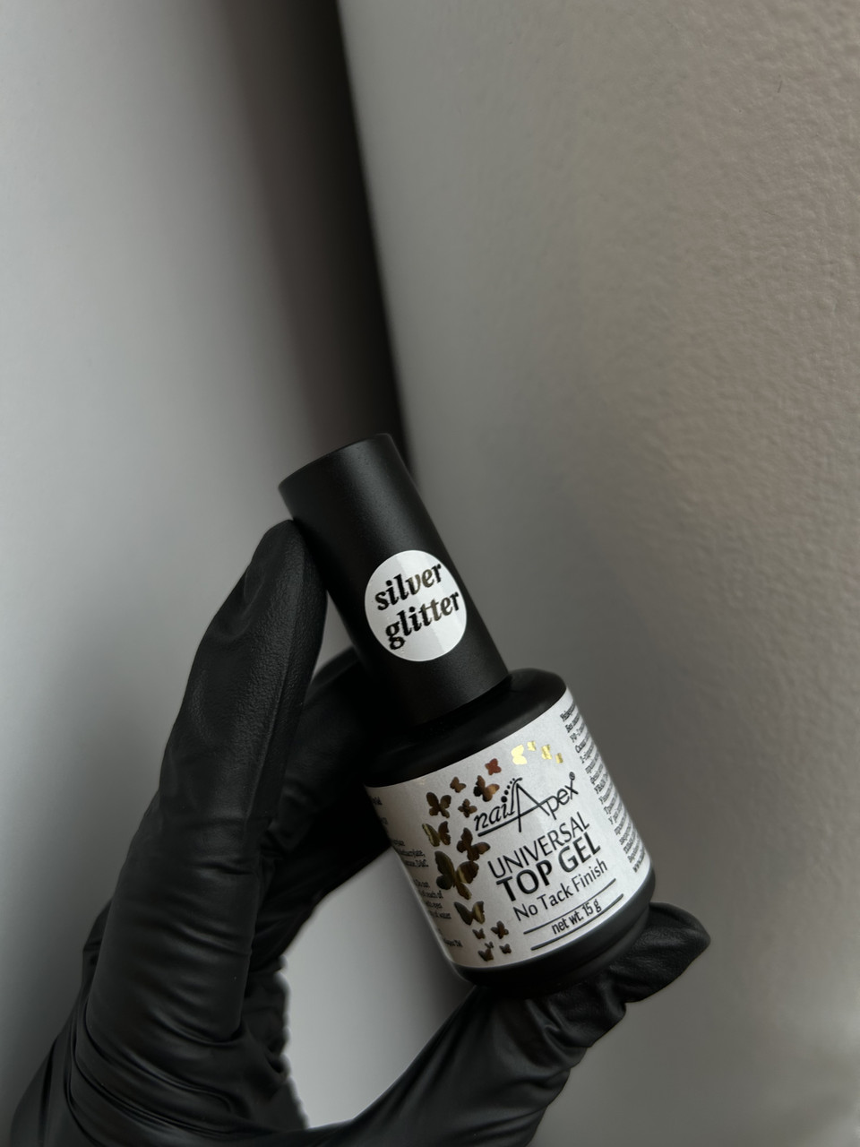 Nail Apex Silver glitter top, 15 ml, фото 1
