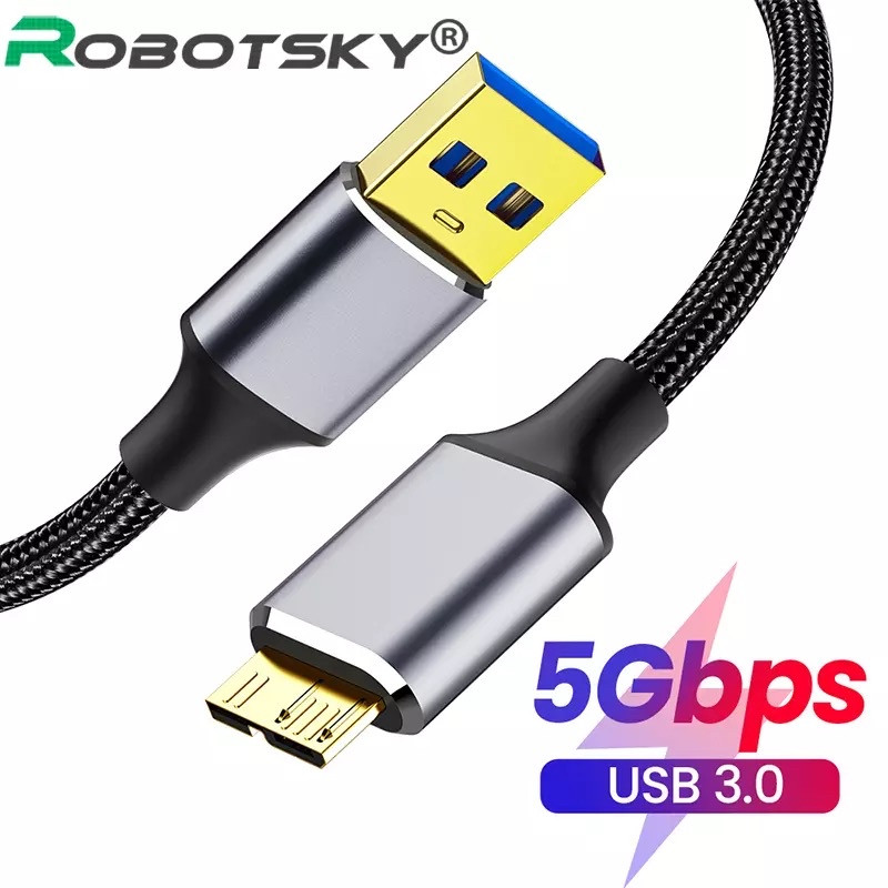 Якісний Кабель USB 3,0 на Micro B, 5 Гб/s швидке передавання даних зовнішній шнур для жорсткого диска